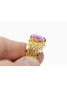 خاتم أميثست 14 كارت من الذهب الأصفر حرف يدوية فينتاج vrc057y